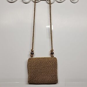 Rodo Italy VINTAGE woven gold metallic classy sophisticated minimalist bag. Prom